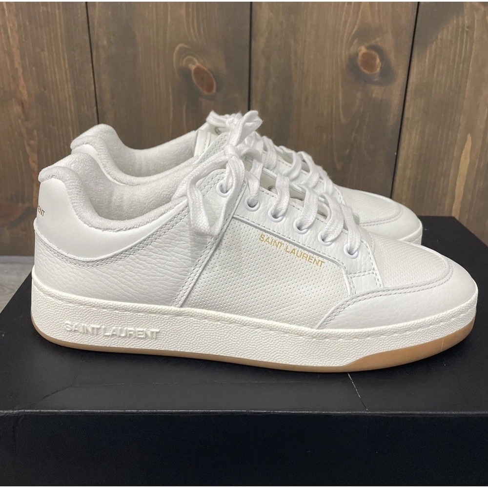 Saint Laurent SL61 Low Top Leather Sneaker White Women's Size 40 NEW - Picture 14 of 16